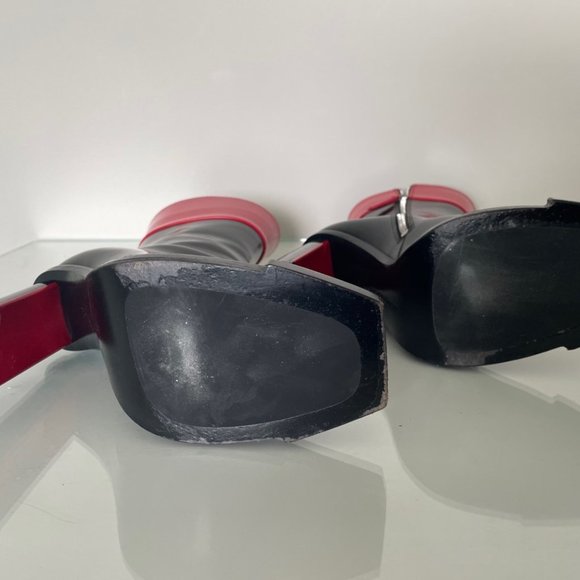 ALEXANDER MCQUEEN Red/black Patent Leather Calf Length Boots Size 39 - Picture 4 of 6